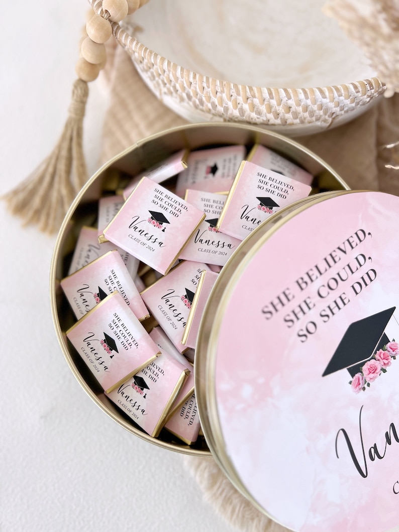 Personalized Graduation Chocolate Favors, Graduation Favors Class Of 2024, Graduation Party Gift, Graduation Party Chocolate image 1