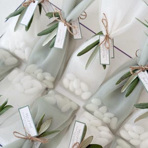 Olive Branch Italian Wedding Favor with Sugared Almonds, Bridal Shower Souvenir, Olive Branch Bomboniere, Wedding Favor