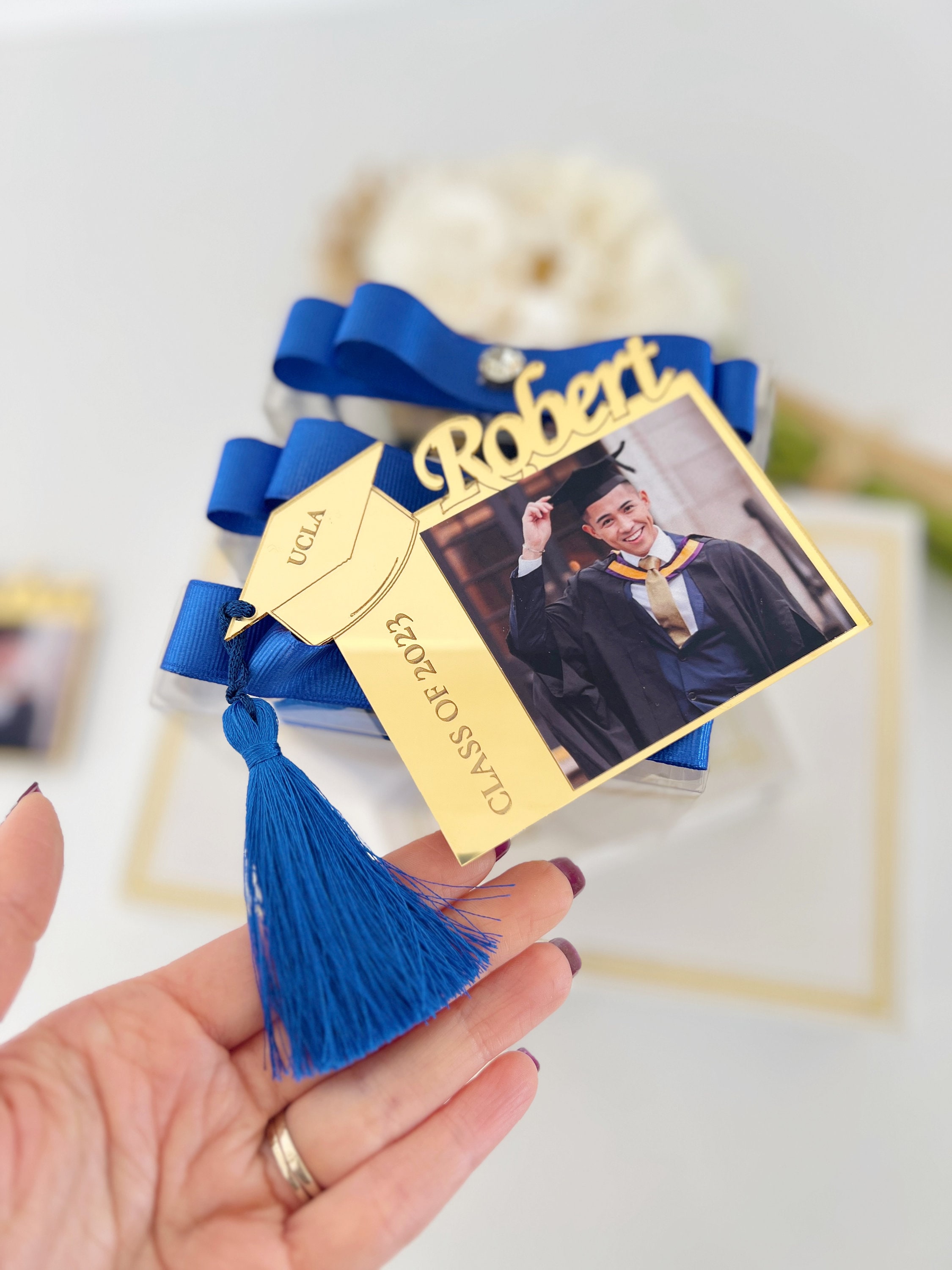 Graduation Photo Frame Magnet, Class of 2025, Personalized Gift, Graduation Cap, Graduation Decoration, High School College Graduation Gift