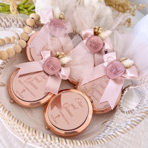 Specchio compatto oro rosa bomboniera battesimo, bomboniere battesimo per bambina e bambino, Mi Bautista, bomboniera battesimo, bomboniere comunione, bomboniere battesimo
