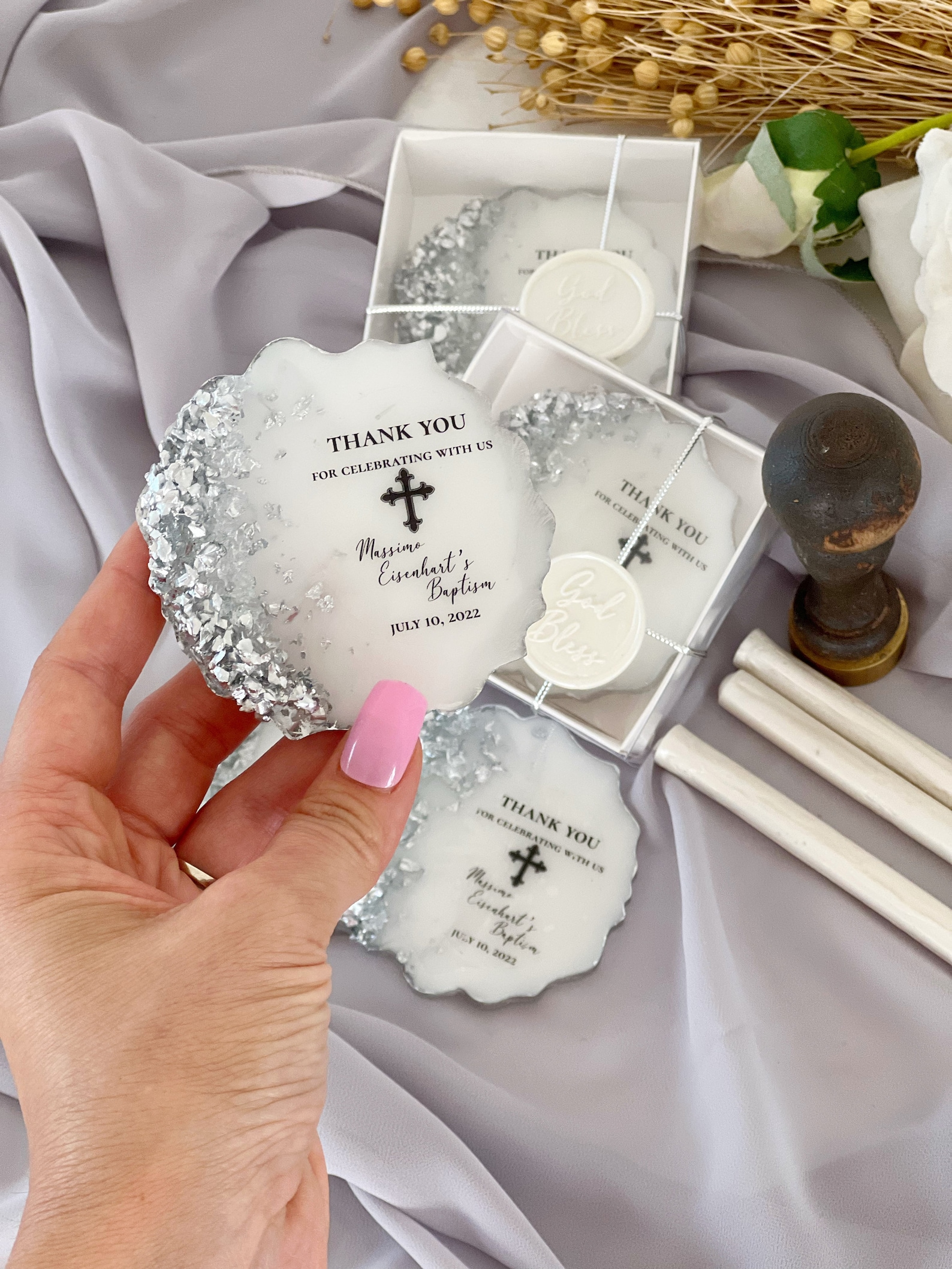 Golden Unique Baptism Favor Christening Epoxy Baptism Etsy