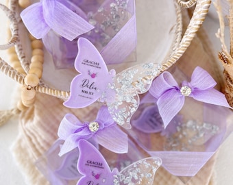 Lilac Butterfly Magnet Favors: Personalized Quinceañera, Sweet 16 Gift