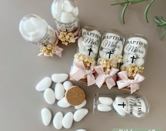 Personalized Baptism Favor Tubes: Jordan Almonds, Christening Keepsakes