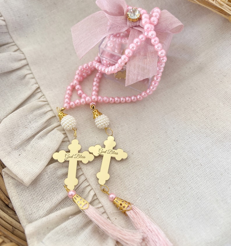 Baptism Rosary Favors, Personalized Baptism Rosary Gift, Christening Favors, Communion Favors, Personalized Baptism Gift Girl and Boy image 6