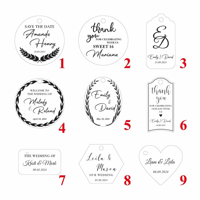Personalized Engagement Favor Acrylic Mirror Tag, Lettering Name Logo, Favor Tag, 20 pcs, Chocolate Favors, Gift Tag, Save The Date Tags image 5