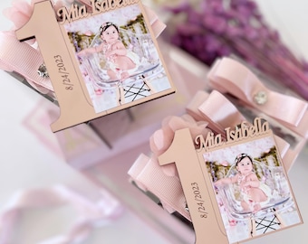 Rose Gold Birthday Photo Frame Magnet, 1st Birthday Favors Girl, First Birthday Party, Custom Baby Picture Frames, 1st Birthday Girl