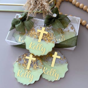 Personalized Baptism Favors With Name, Epoxy Cross Magnet, Christening Thank You Gift, Mi Bautizo Party Favor, Baby Dedication Gift