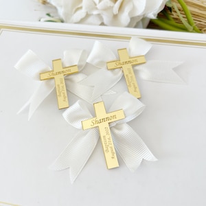 Baptism Favor Tag, Gold Rectangle Name Tag, Cross Baptism Tags, Gold Bless Labels, Lettering Name Logo, Christening Favors, 20pcs Mirror Tag image 7