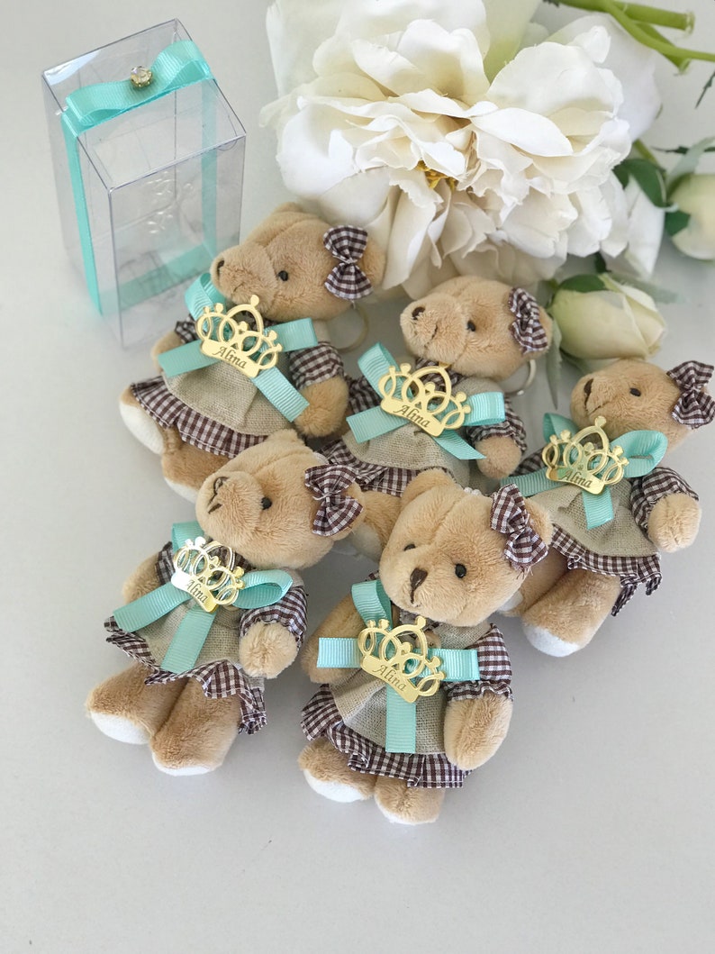 Teddy Bear Custom Keychain Bear Baby Shower Favors Etsy