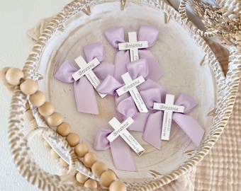 Lilac Baptism Tag, Acrylic Mirror Custom Cross Tag, Personalized Gift, Christening Tag, Mi Bautizo, God Bless Labels, Lettering Name Logo