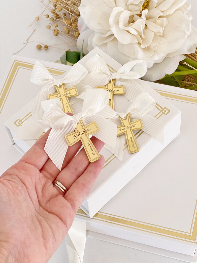 Personalized Baptism Favor Tag, Name Tag, Arcylic Baptism Tags, Gold Bless Labels, Lettering Name Logo, Christening Favors, 20pcs Mirror Tag image 4