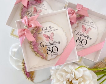 Personalisierte Pink & Gold Coaster: Geburtstags-Gastgeschenke