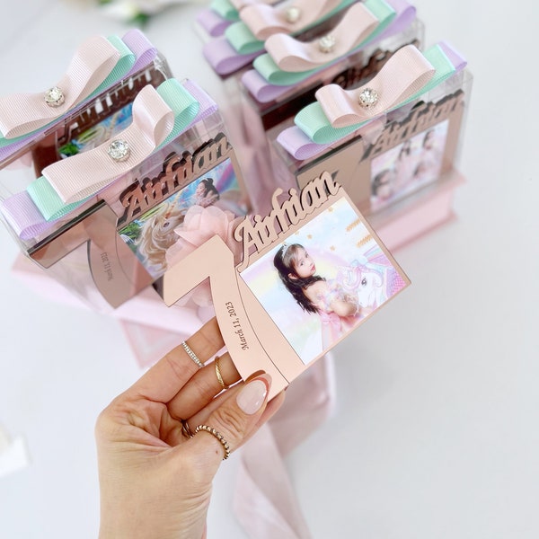 Personalized Birthday Photo Frame Magnet: Rose Gold Party Favor