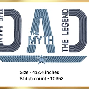 Dad The Man The Myth Machine Embroidery Design – Father’s Day Embroidery File – Dad Saying Embroidery Pattern – Instant Download