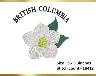 British Columbia Floral Emblem Machine Embroidery Design (Instant Download)