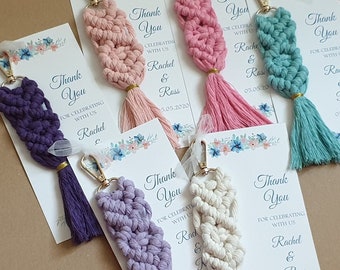 Macrame Wedding Favors | Custom Macrame Keychain | Handmade Macrame Keychains | Boho Keychains | Macrame Bag Charm |   Bridesmaid Gifts