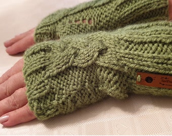 Cable Knit Fingerless Gloves Man, Woman, Child ~ 3 pair Cable Knit Mittens