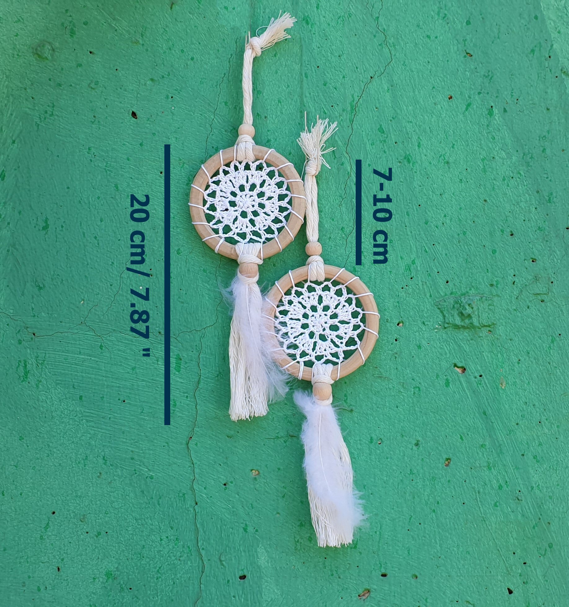 Ciondoli Acchiappasogni Per Auto E Casa - Set Da 2 Pezzi, Piume E Perline, Lunghezza 40 Cm, Rosa O Blu - Foto 4