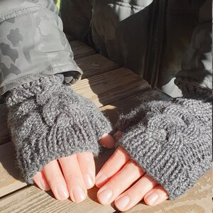 Fingerless Winter Gloves ~  Cable Knit Wrist Warmers ~ Knitted Cable Knit Mittens ~ Unisex Fall and Winter Mittens