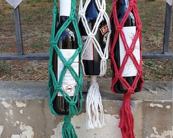 Macrame Christmas Gift ~ Wine Bottle Bag ~ Macrame Wine Bottle Holder