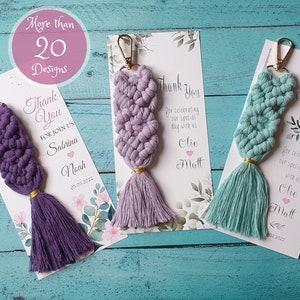 Aangepaste Macrame huwelijksgunsten voor bruidsmeisjes, aangepaste Macrame huwelijksgunsten, gepersonaliseerde bruidsmeisje geschenk, Macrame Boho bruids douche gunst