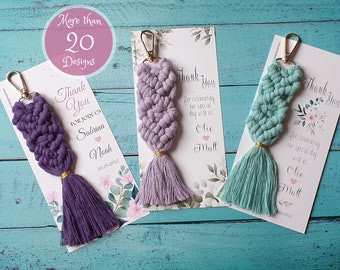 Custom Macrame Wedding Favor Keychain, Boho Bridal Shower Gift