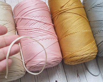 Polyester Cord 3 mm, 250 gram 3 mm Polyester macrame rope, Macrame Yarn, 3 mm PP cord for knitting bag, 250 gr 225 mt Polypropylene rope