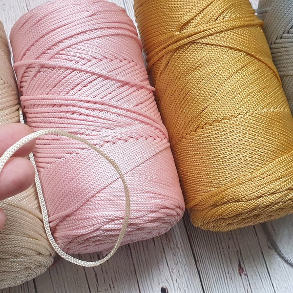 Polyester Cord 3 mm, 250 gram 3 mm Polyester macrame rope, Macrame Yarn, 3 mm PP cord for knitting bag, 250 gr 225 mt Polypropylene rope