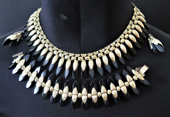 Vintage Coro Egyptian Revival Necklace, Bracelet a
