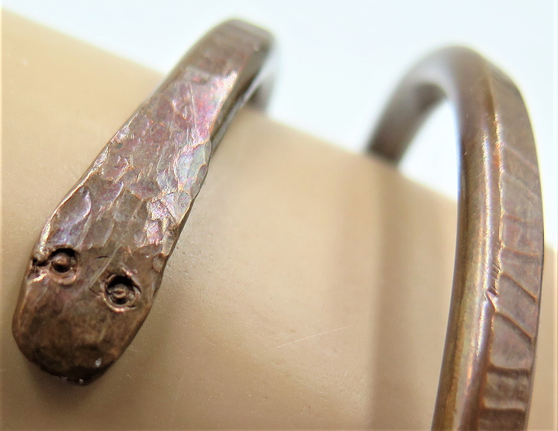 Vintage Heavy Hand Hammered Copper Snake Bracelet Etsy