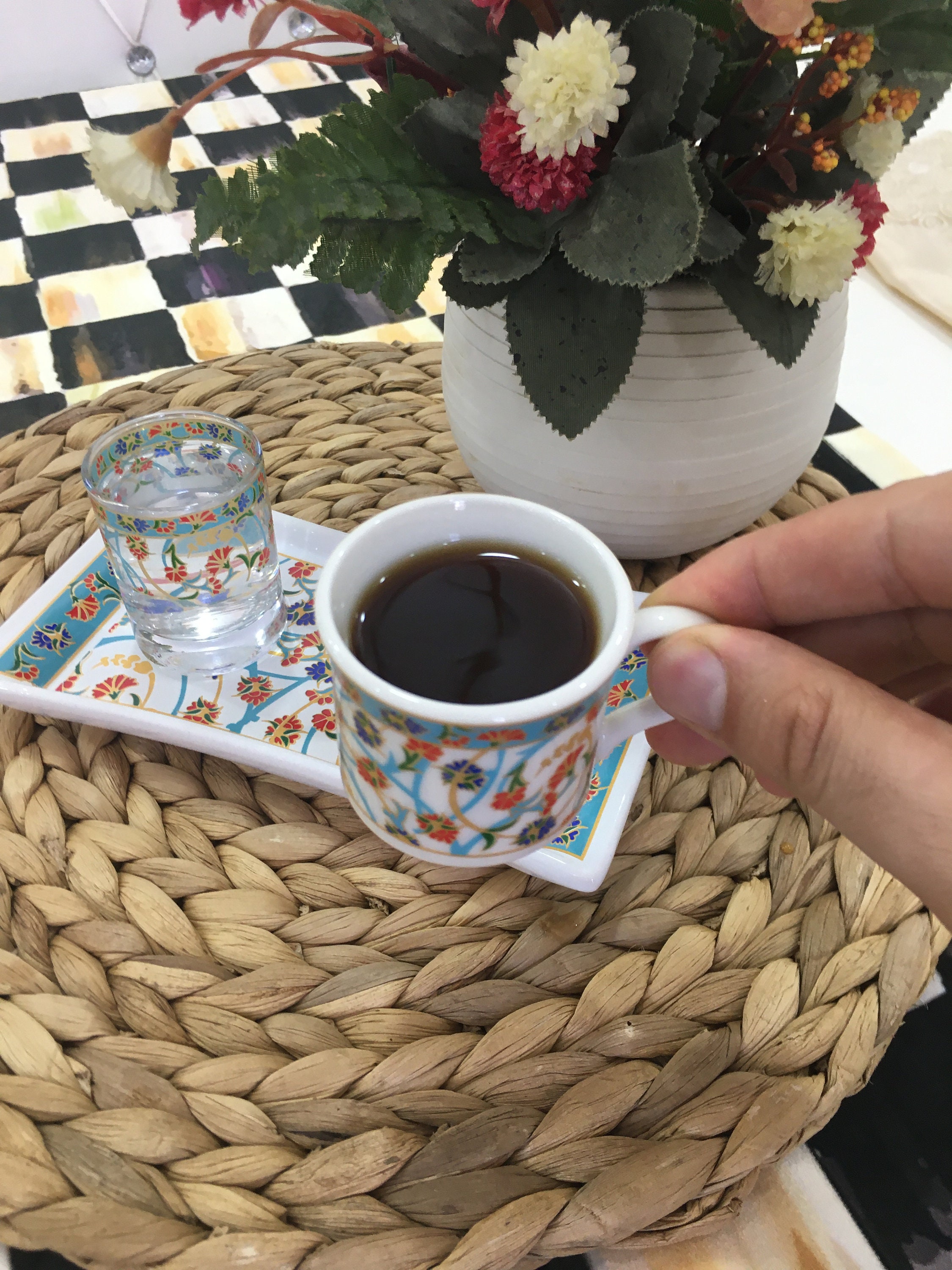 Ceramic Turkish Tea Coffee Cup Mug Set of 6, Tile Espresso Greek Arabic Tea  Coff