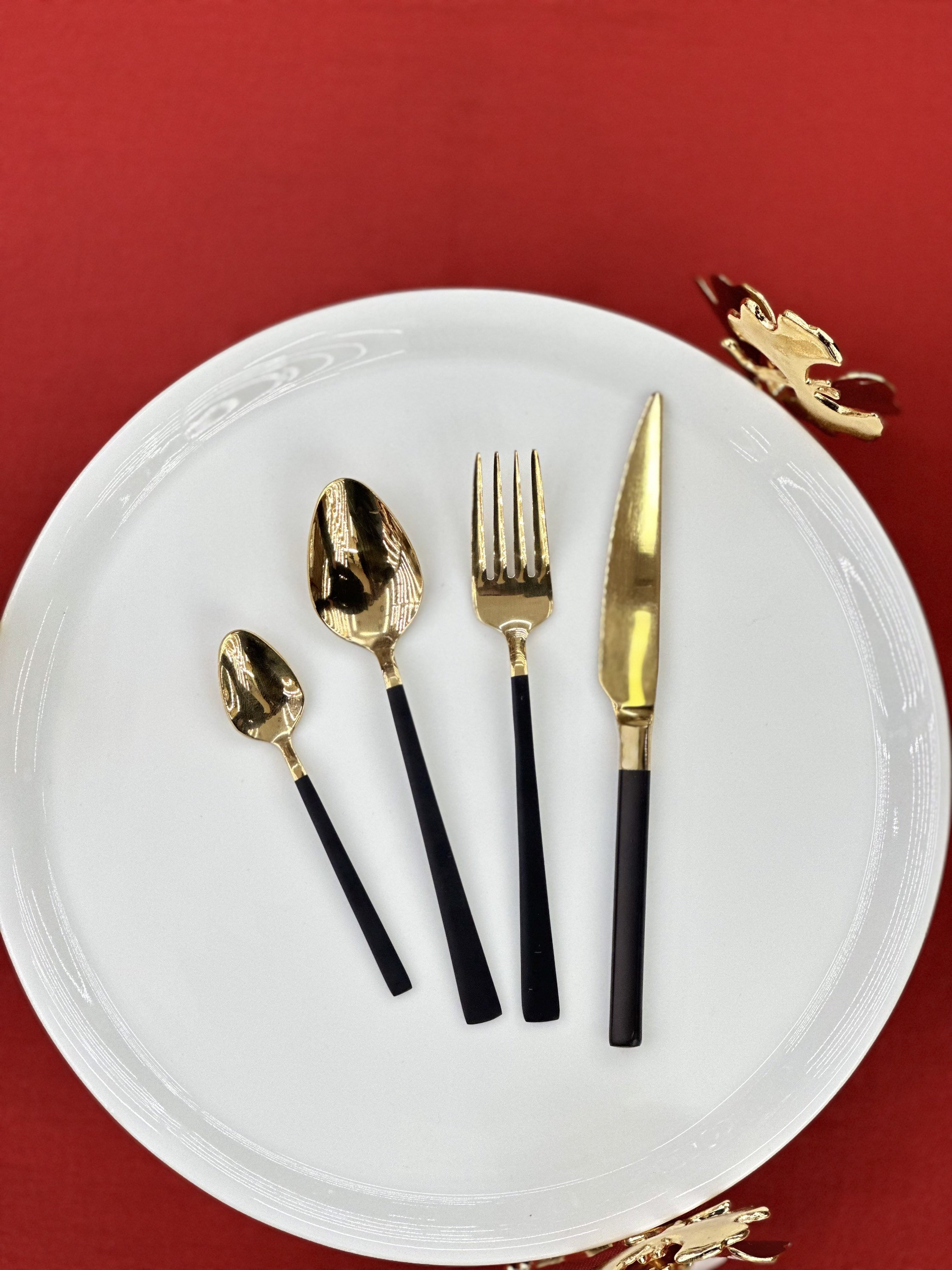 Black Cutlery Set 42 Pieces Set Gold Black Flatware Set 42 Etsy Israel
