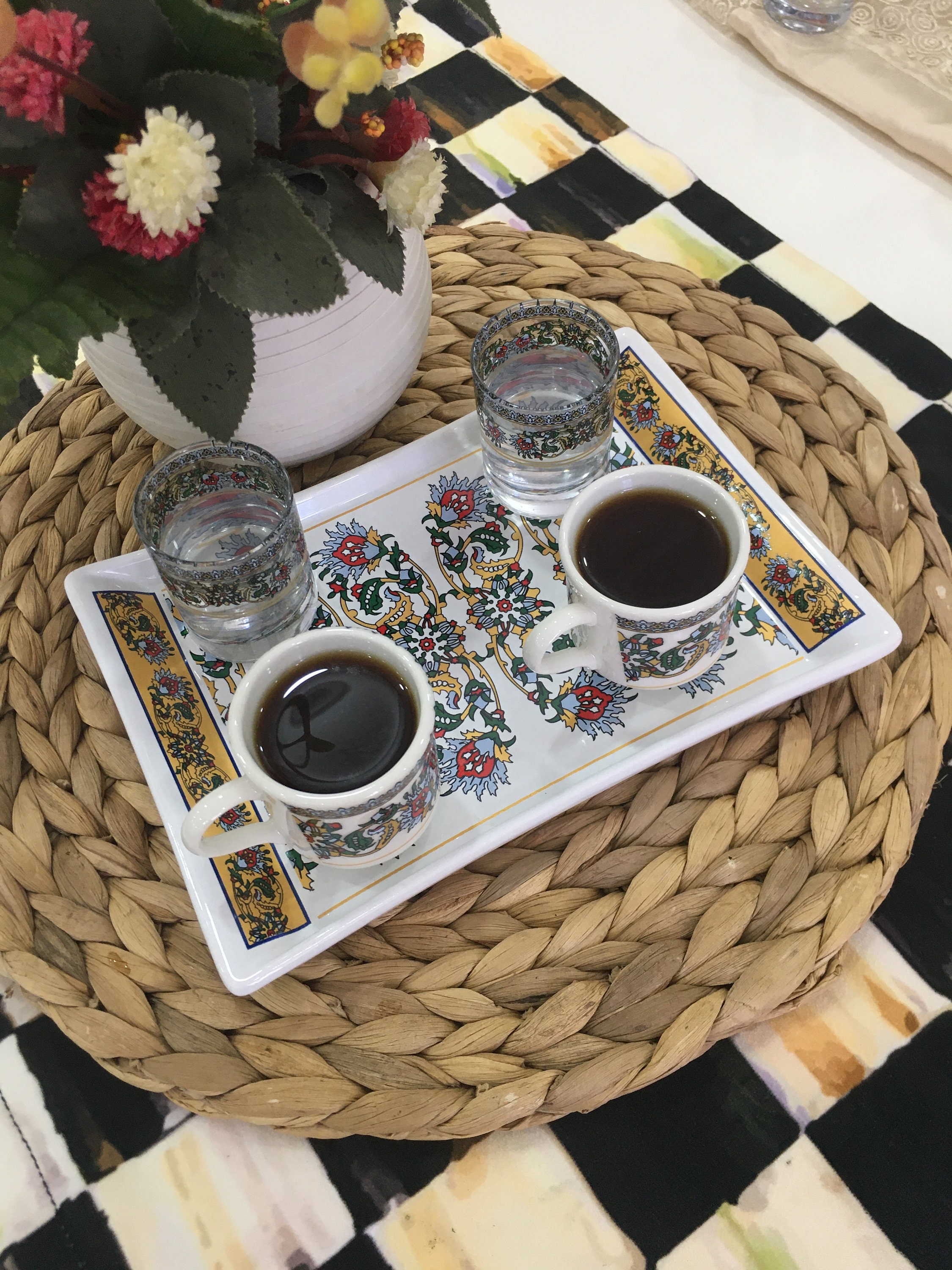 Ceramic Turkish Coffee Cups Set Coffee Cup With Water Glass Etsy