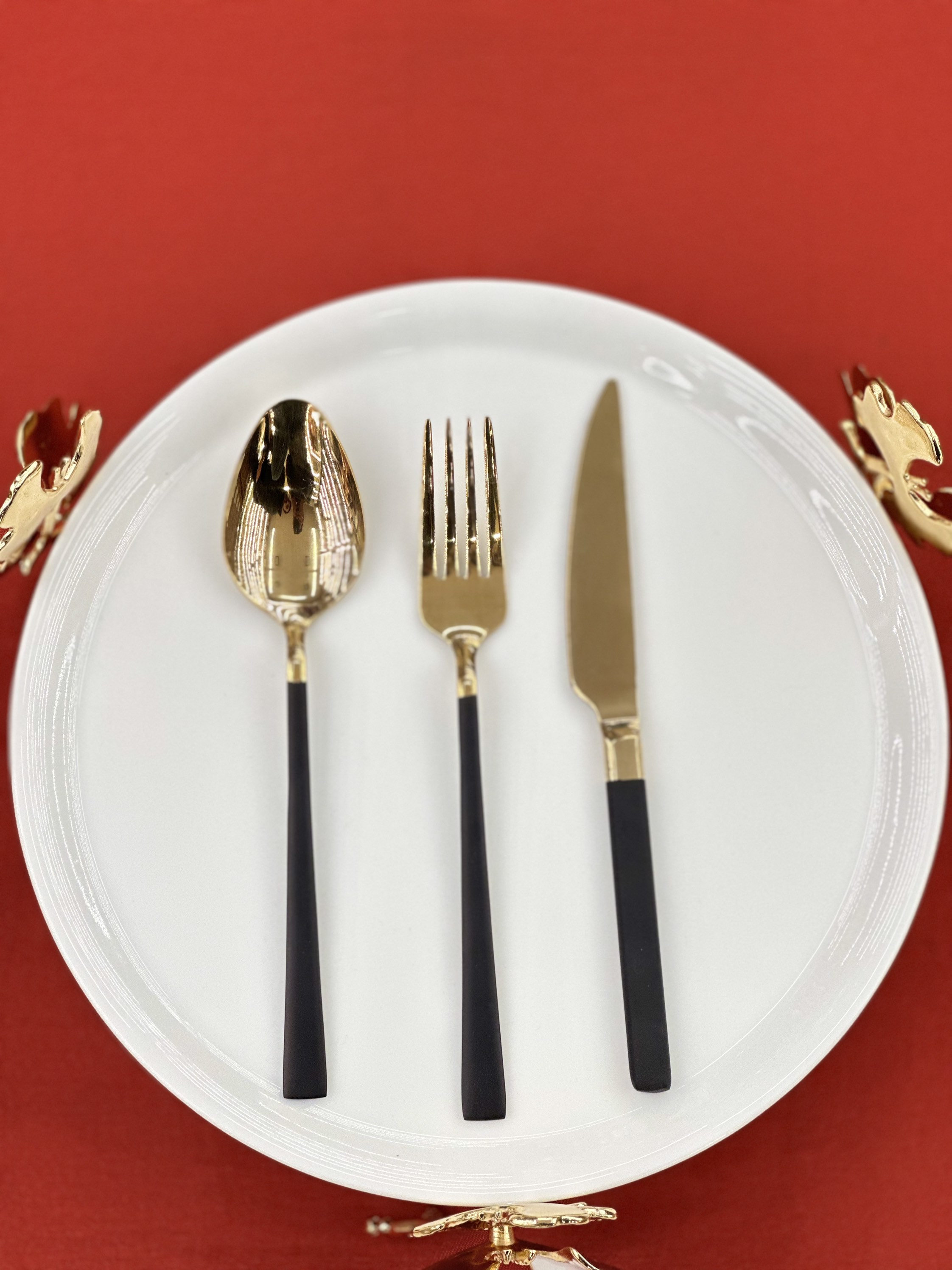 Black Cutlery Set 42 Pieces Set Gold Black Flatware Set 42 Etsy Israel