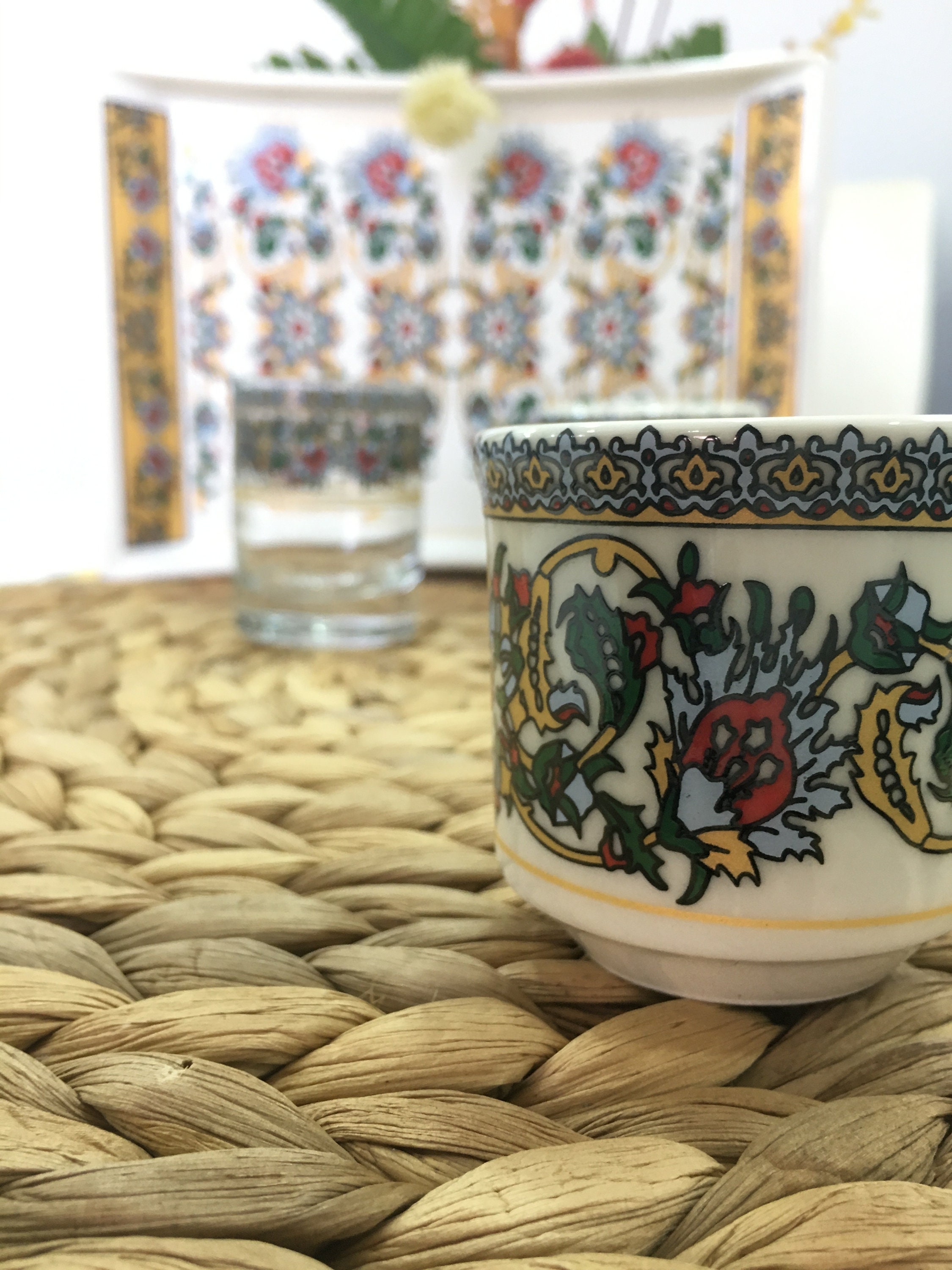 Ceramic Turkish Coffee Cups Set Coffee Cup With Water Glass Etsy