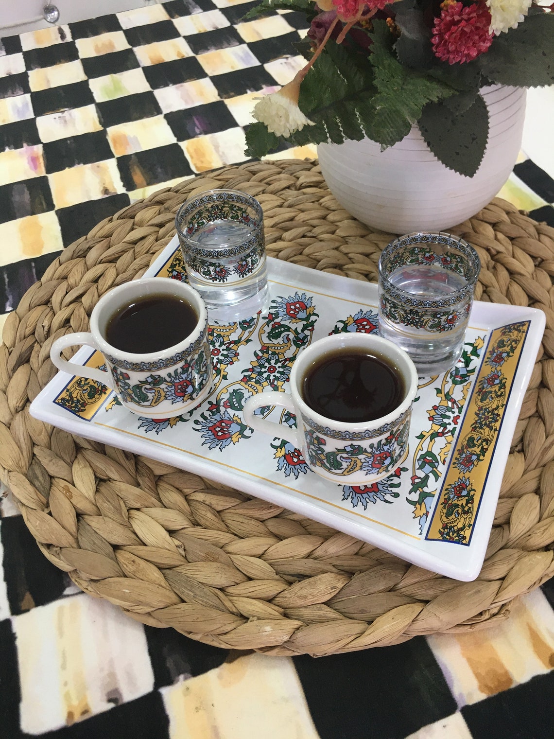 Ceramic Turkish Coffee Cups Set Coffee Cup With Water Glass Etsy