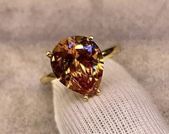 14K Natural Citrine Gemstone Ring, 14K Solid Gold Ring, 14K Handmade Ring, 14K Engagement Ring, Citrine Gemstone, Gift For Her/Mom, 18K Ring