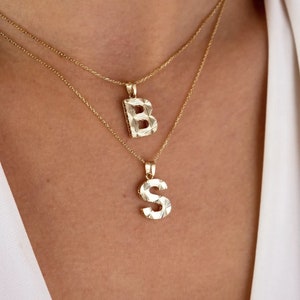 14k Gold Anfang Halskette, Buchstabe Halskette, Gold Birthstone Halskette, personalisierte Anfang Halskette, Massivgold Anfang Halskette, Geschenke sie