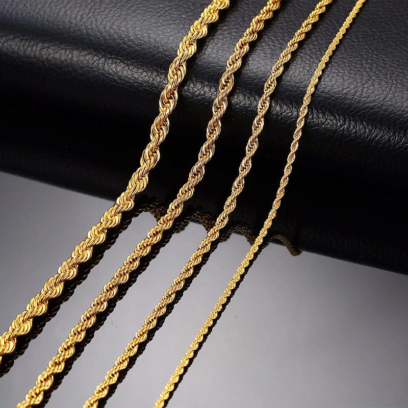 Small Gold Chain Ropes 14K Solid Gold Rope Chain, Rope Necklaces 1.6mm 2.5mm 3mm 4mm 5mm, 14 ...