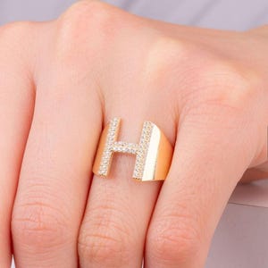 14K Solid Gold Letter Ring, 14K Initial Ring, 18K Name Ring, 14K Custom Ring, 14K Personalized Ring, Vintage Ring, Christmas Gift, Best Gift