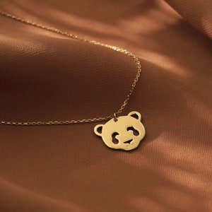 14K Solid Panda Necklace,Panda Necklace,Animals Necklace,Birthday Gift,Happy Valentines Day,Gift for her,jewellery,gold,