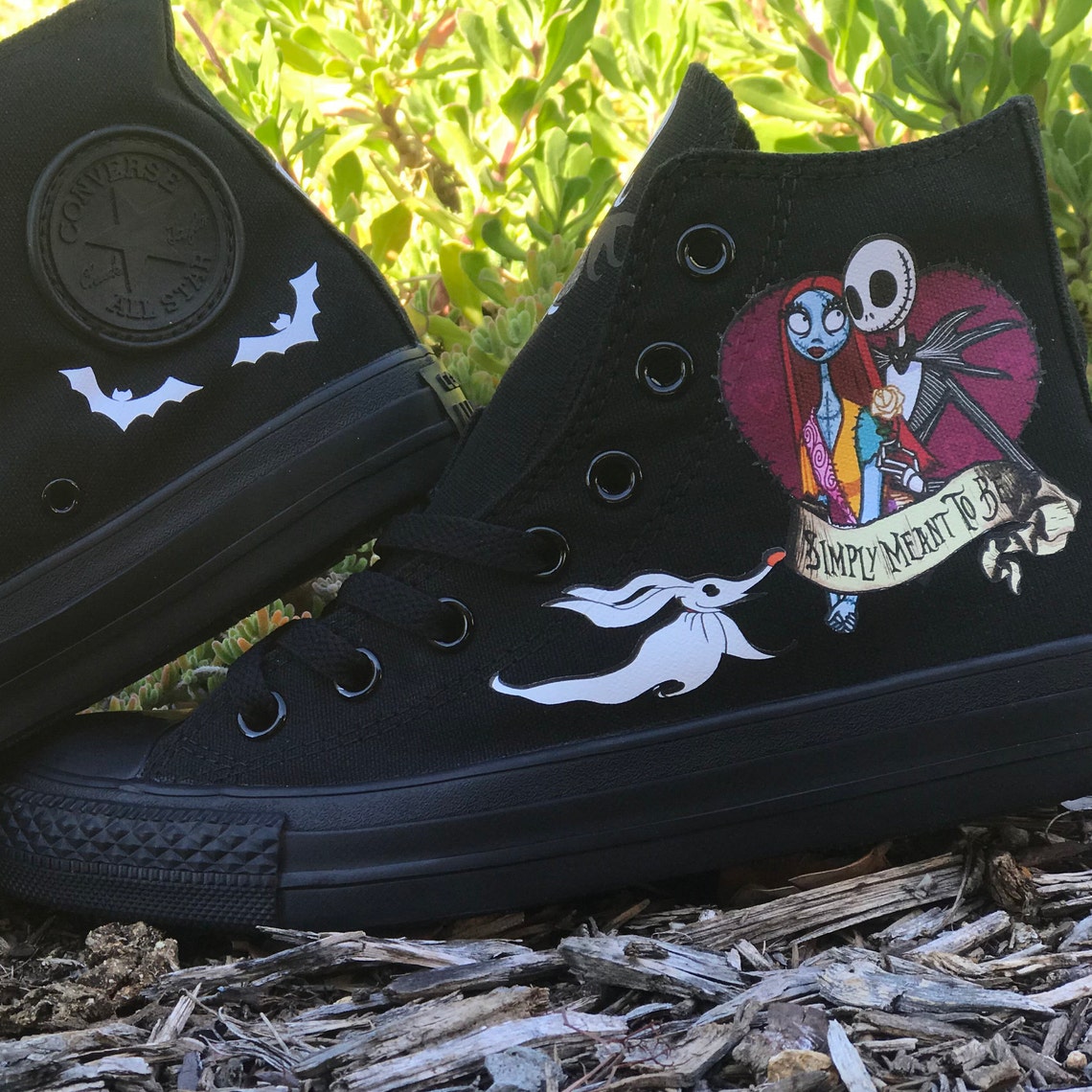 Jack Skellington & Sally Inspired Shoes All Black Original Etsy