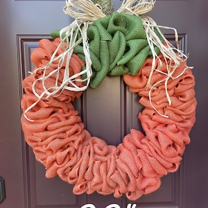 Fall Pumpkin Burlap Rustic Wreath for Front Door, Fall/ Halloween/ Autumn/ Thanksgiving Wreath, Fall Pumpkin Burlap Door Hanger for Fall