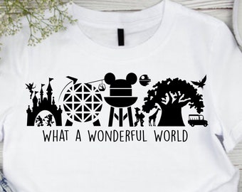 What a Wonderful World Svg, Theme Park Vacation, Svg, Png, Dxf, Eps, Cutting machines, Print, Sublimation