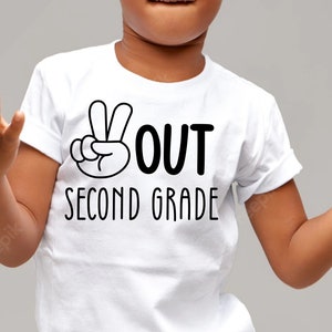 Peace out Second Grade Svg, Last Day of Second Grade Svg, 2nd Grade handtekening shirt, svg, Png, Dxf, Eps, Snijmachines, Print klaar