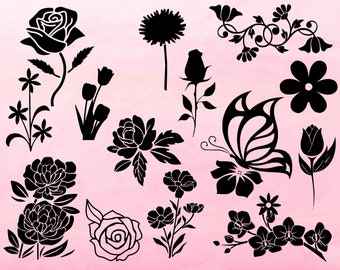 Flower SVG Bundle, Flower svg files, flowers cut files for cricket, silhouette, scal and more