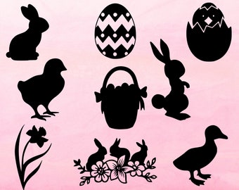 Paquete SVG de Pascua, archivos svg de Pascua, archivos de corte de vacaciones para cricket, silueta, escala y más