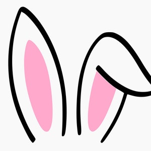 May include: A pair of cartoon bunny ears with pink insides and black outlines.