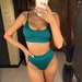 High Waist Bikinis Swimwear Women Push Up Swimsuits Solid Brazilian Bikini Ribbed Bikini Strap Swim Bathing Suits 