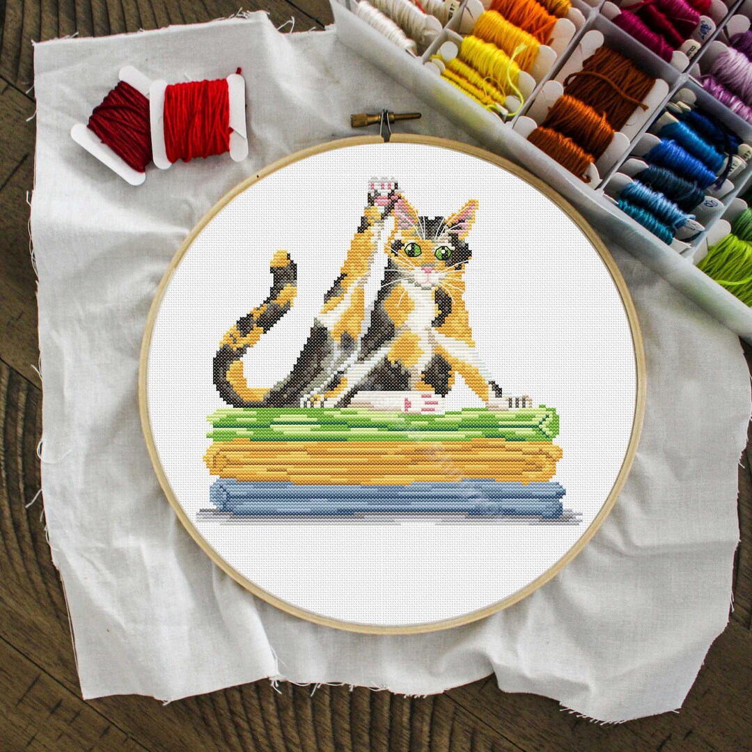 Bathroom Calico Cat Cross Stitch Pattern Funny Cross Stitch Etsy